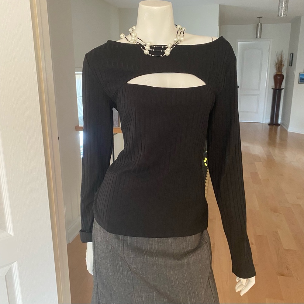 H by Halston Black Cutout Top